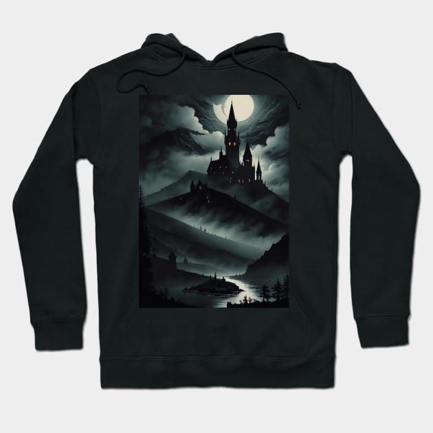 Spooky Castle on a Hill Hoodie by CursedContent